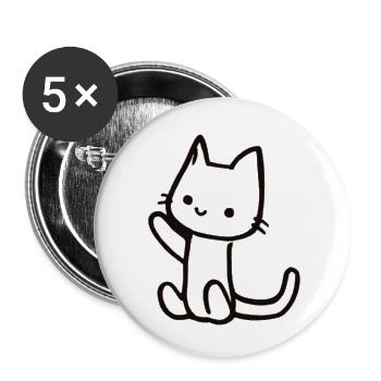 Croquis de chat dans un style linéaire - Lot de 5 petits badges (25 mm) - blanc - Devant