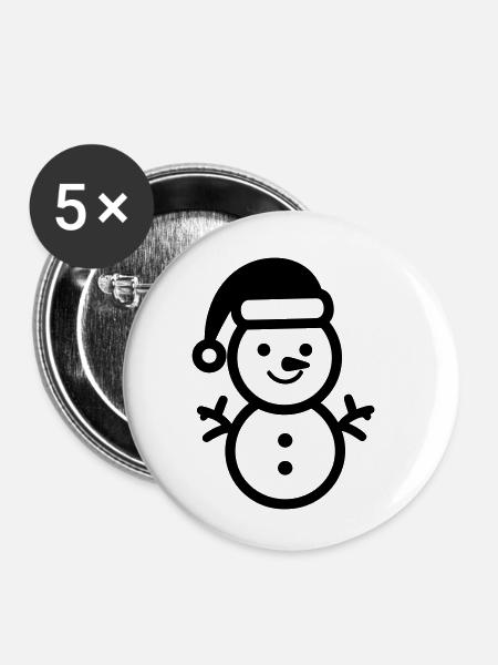 Schneemann - Buttons klein 25 mm (5er Pack) - Weiß