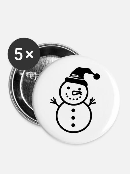 Schneemann - Buttons klein 25 mm (5er Pack) - Weiß