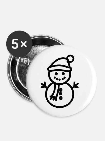 Schneemann - Buttons klein 25 mm (5er Pack) - Weiß
