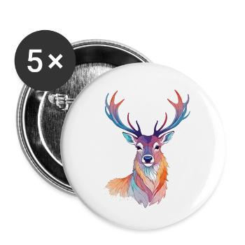 Hirsch Vektor Kunst mit lebendigen Farben Illustration - Buttons klein 25 mm (5er Pack) - Weiß - Vorne
