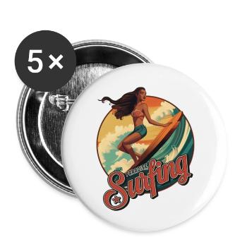 SURFING PARADISE!! - Buttons small 1''/25 mm (5-pack) - white - Front