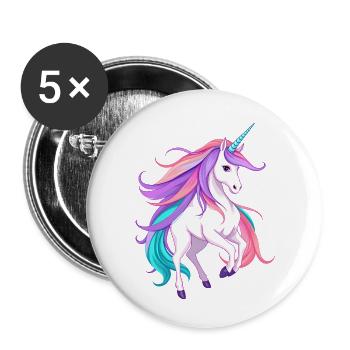 Radiant Violet Licorne Fantasy Illustration - Lot de 5 petits badges (25 mm) - blanc - Devant
