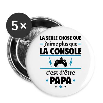 Plus que la console c'est d'être papa, noël - Lot de 5 petits badges (25 mm) - blanc - Devant