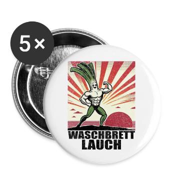 Planche à laver ail avec abdominaux de planche à laver - Lot de 5 petits badges (25 mm) - blanc - Devant