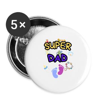 Super Dad - Stolzer Papa mit Baby Icons - Buttons klein 25 mm (5er Pack) - Weiß - Vorne