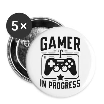 Gamer in Progress - Buttons small 1''/25 mm (5-pack) - white - Front