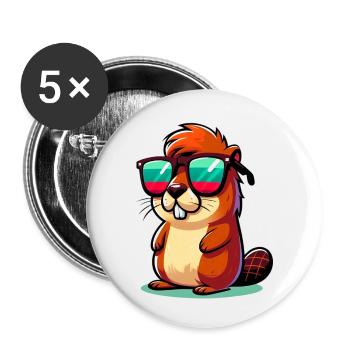 Beaver - Buttons small 1''/25 mm (5-pack) - white - Front
