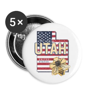 Utah États-Unis Carte États-Unis Vintage - Lot de 5 petits badges (25 mm) - blanc - Devant