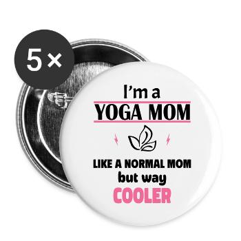 Coole Yoga-Mama - Buttons klein 25 mm (5er Pack) - Weiß - Vorne