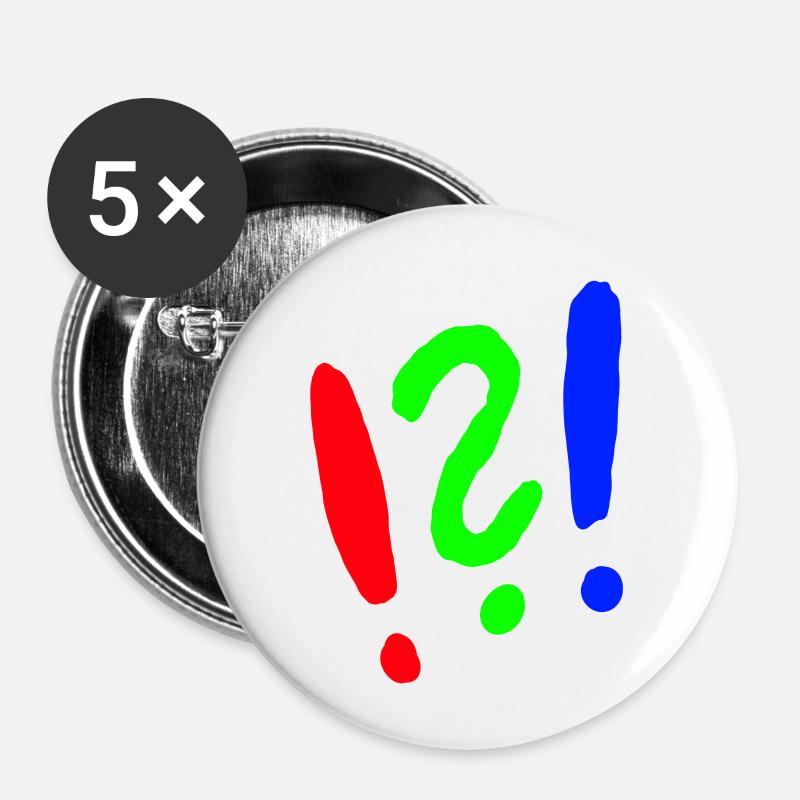 Exclamation mark/question mark comic style - Buttons small 1''/25 mm (5-pack) - white