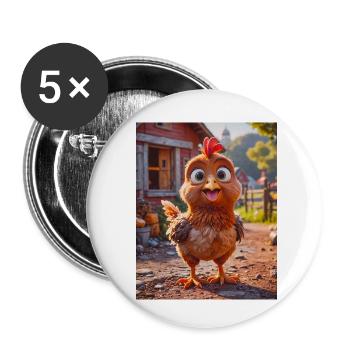Animaux super mignons dans une forêt – Poulet - Lot de 5 petits badges (25 mm) - blanc - Devant
