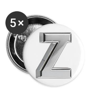 Chrome ,, Z " Metallic - Buttons klein 25 mm (5er Pack) - Weiß - Vorne