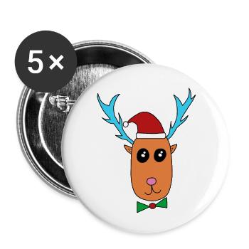 Reindeer celebrates Christmas - Buttons small 1''/25 mm (5-pack) - white - Front