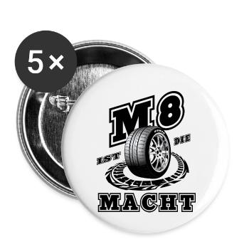 M8 Power - Buttons small 1''/25 mm (5-pack) - white - Front