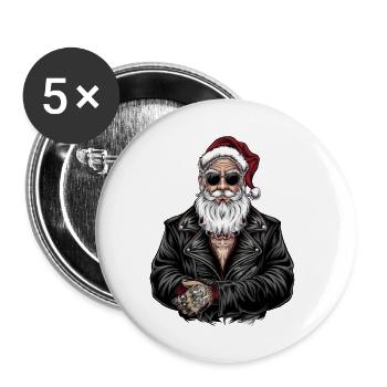 Gangsta Santa: Weihnachten mit Haltung - Buttons klein 25 mm (5er Pack) - Weiß - Vorne