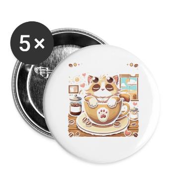 Pfötchen geben und bei Kaffee entspannen - Buttons klein 25 mm (5er Pack) - Weiß - Vorne