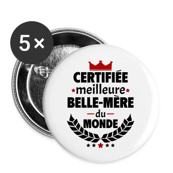 Certifiée meilleure belle mère du monde, noël - Lot de 5 petits badges (25 mm) - blanc - Devant