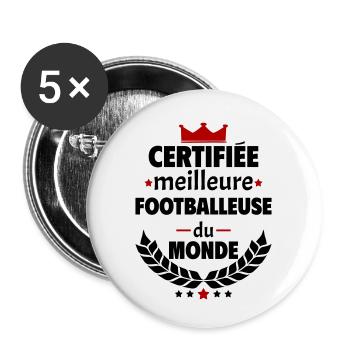 Certifiée meilleure footballeuse du monde, noël - Lot de 5 petits badges (25 mm) - blanc - Devant