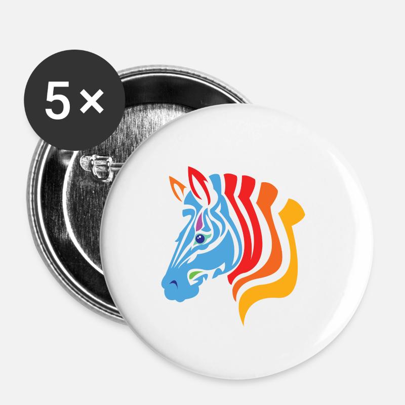 zebra - Buttons klein 25 mm (5er Pack) - Weiß
