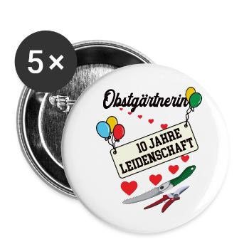 Obstgärtnerin Jubiläum 10 Jahre 10. jähriges Jubi - Buttons klein 25 mm (5er Pack) - Weiß - Vorne