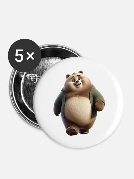 Bär 1 - Buttons klein 25 mm (5er Pack) - Weiß