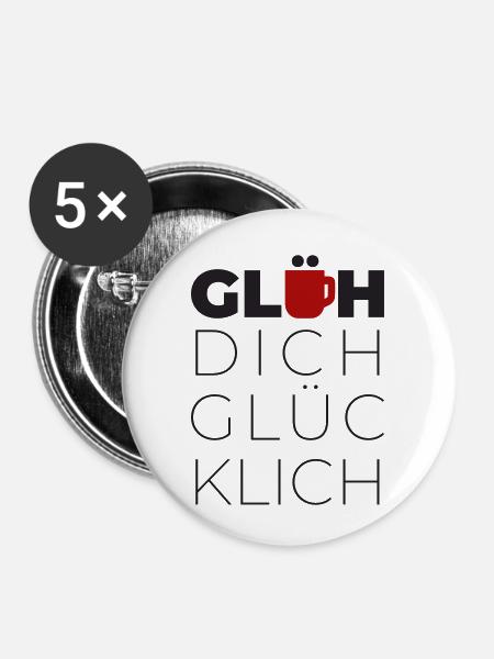 Glühwein - Buttons klein 25 mm (5er Pack) - Weiß