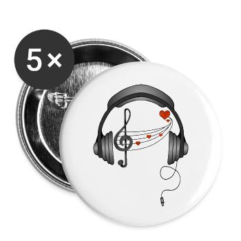 Earphone - Buttons small 1''/25 mm (5-pack) - white - Front
