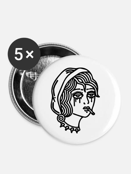 Rauchgesicht - Buttons klein 25 mm (5er Pack) - Weiß