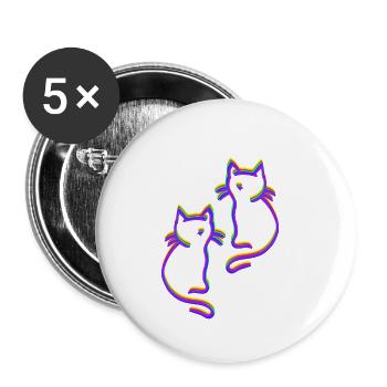 Regenbogen Katzen LGBT - Buttons klein 25 mm (5er Pack) - Weiß - Vorne