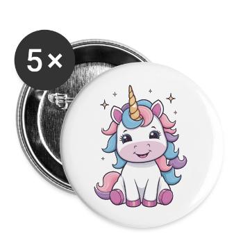 Cute Baby Unicorn – Magical Design - Buttons small 1''/25 mm (5-pack) - white - Front