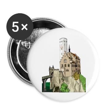 Lichtenstein Castle // Illustration - Buttons small 1''/25 mm (5-pack) - white - Front