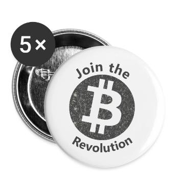 Die Bitcoin Geschichte - Buttons klein 25 mm (5er Pack) - Weiß - Vorne