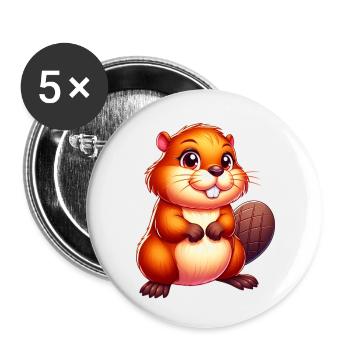 Beaver - Buttons small 1''/25 mm (5-pack) - white - Front