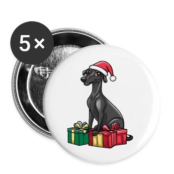 Greyhound Dog Christmas Gifts - Buttons small 1''/25 mm (5-pack) - white - Front