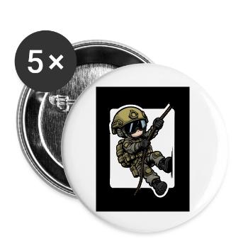 kleiner süsser soldat der sich abseilt - Buttons klein 25 mm (5er Pack) - Weiß - Vorne