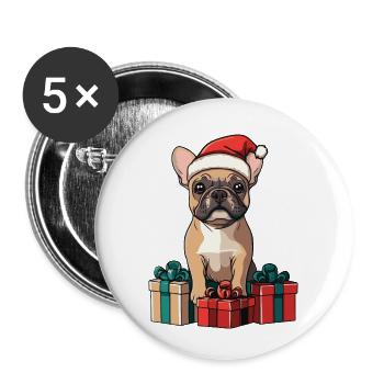 French Bulldog Dog Christmas - Buttons small 1''/25 mm (5-pack) - white - Front