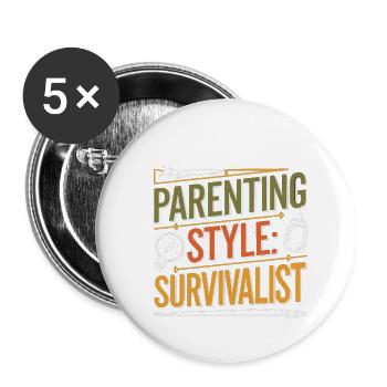 Parenting Style Survivalist 4 - Buttons klein 25 mm (5er Pack) - Weiß - Vorne