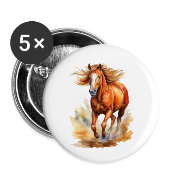 Pferd - Buttons klein 25 mm (5er Pack) - Weiß - Vorne