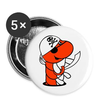 Raupe Loch Pirat Matrose Mütze Lustig Süß Comic - Buttons klein 25 mm (5er Pack) - Weiß - Vorne