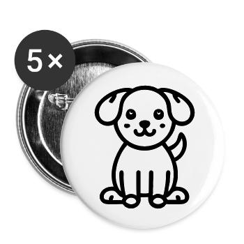 süßer Welpe Hund Doggy - Buttons klein 25 mm (5er Pack) - Weiß - Vorne