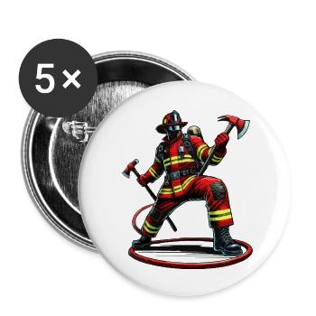 Firefighter Feuerwehr - Buttons klein 25 mm (5er Pack) - Weiß - Vorne