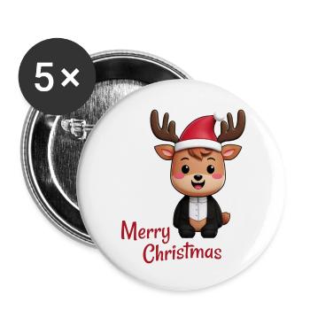 Merry Christmas - Buttons klein 25 mm (5er Pack) - Weiß - Vorne