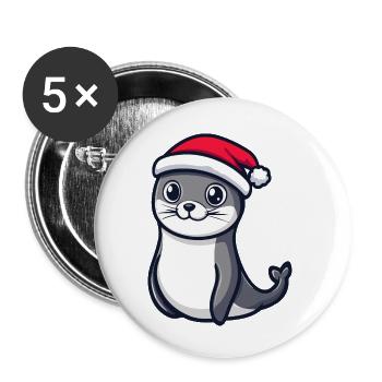 Seal Animal Christmas - Buttons small 1''/25 mm (5-pack) - white - Front