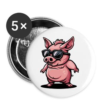 Pig Comic Cool Sow - Buttons small 1''/25 mm (5-pack) - white - Front