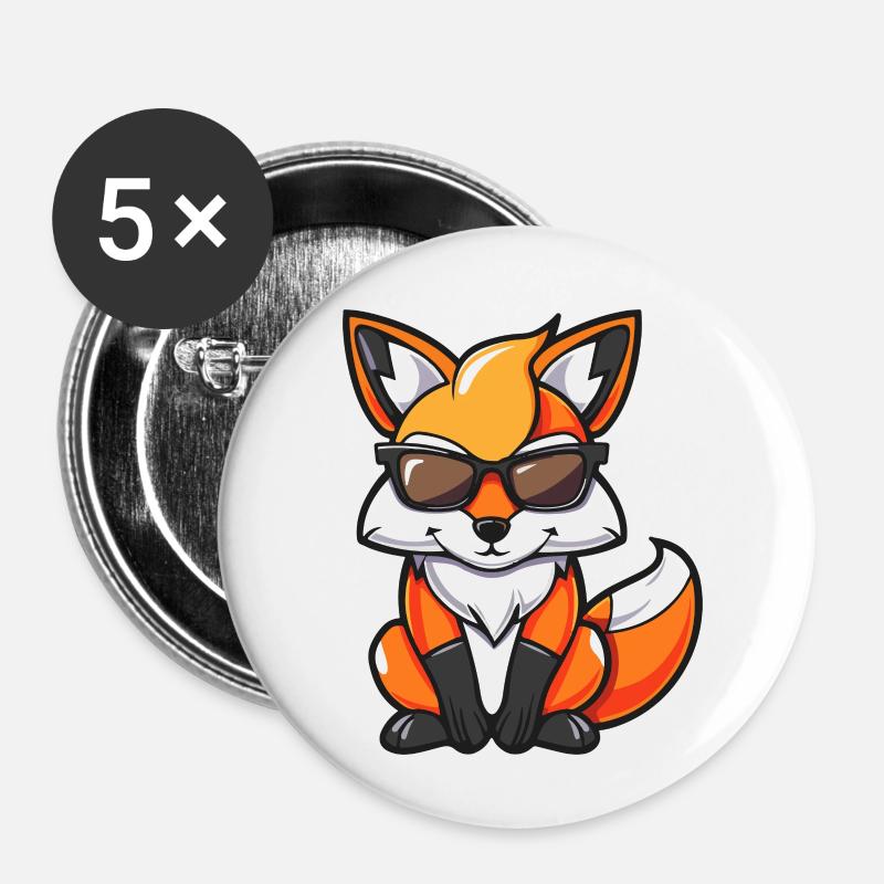 Fox Comic Cool - Buttons small 1''/25 mm (5-pack) - white