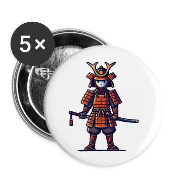 Samurai Comic - Buttons small 1''/25 mm (5-pack) - white - Front