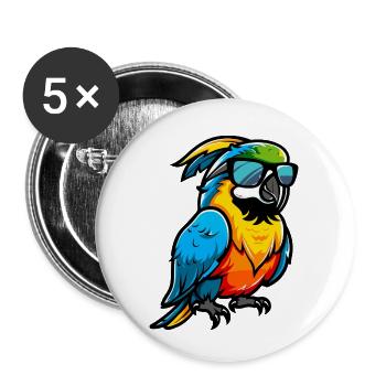 Papagai Comic Cool - Buttons klein 25 mm (5er Pack) - Weiß - Vorne