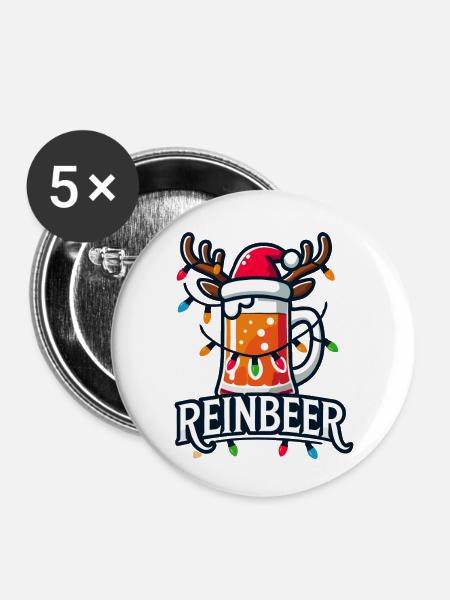 Reinbeer - Buttons klein 25 mm (5er Pack) - Weiß