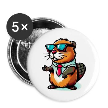 Beaver - Buttons small 1''/25 mm (5-pack) - white - Front